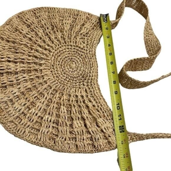 Ale by Alessandra Rafia Straw Medium Size Purse Long Strap Coastal Boho Resort - Picture 7 of 9